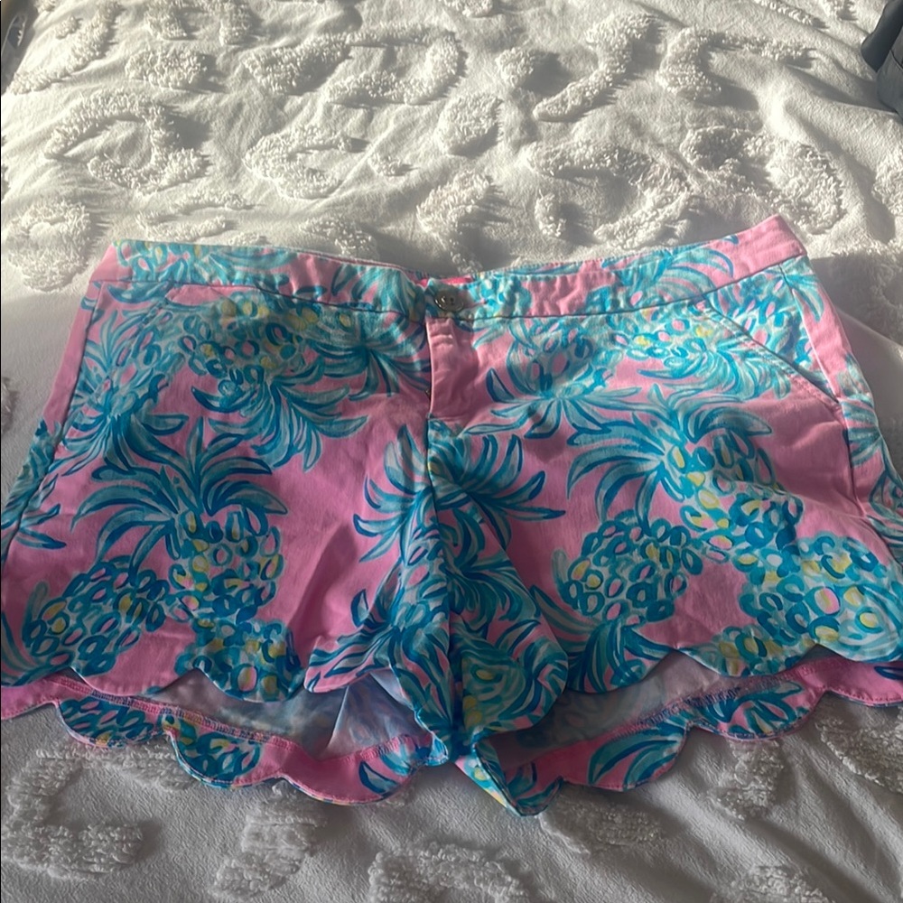 Lilly Pulitzer High Waist Pink and Blue Tropical Shorts